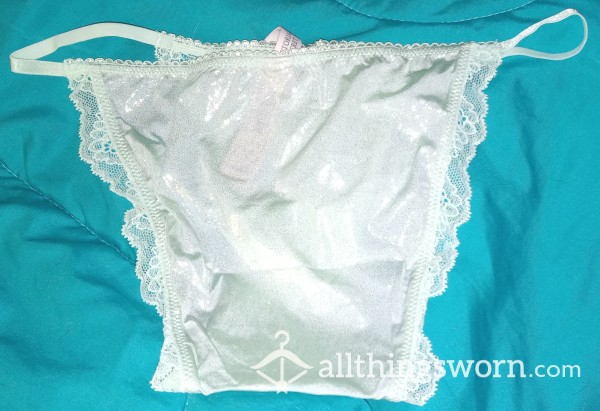 Victoria's Secret Mint Green Shimmer String Bikini Panties, Size S.