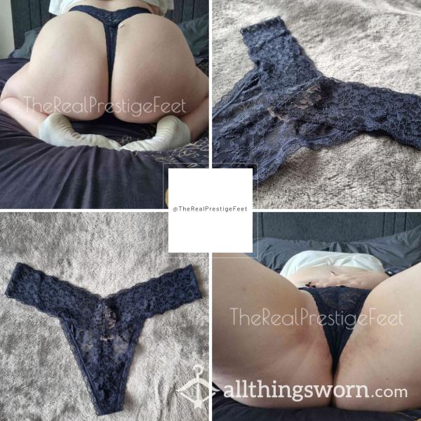Victoria's Secret Navy Lace Thong | Size L | Standard Wear 48hrs | Includes Pics | See Listing Photos For More Info - From £20.00