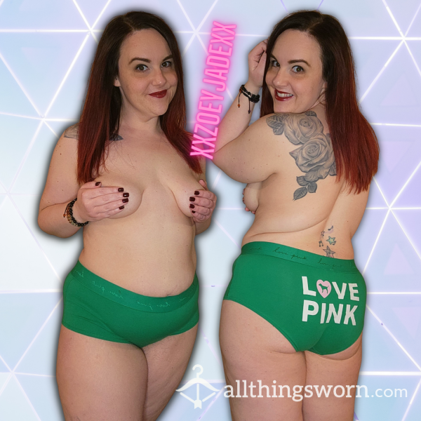 Victoria's Secret PINK Green Pink Love Logo Boy Shorts