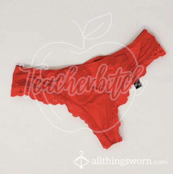 Victoria’s Secret Shiny, Smooth Red T-Back Thong Panty (S)