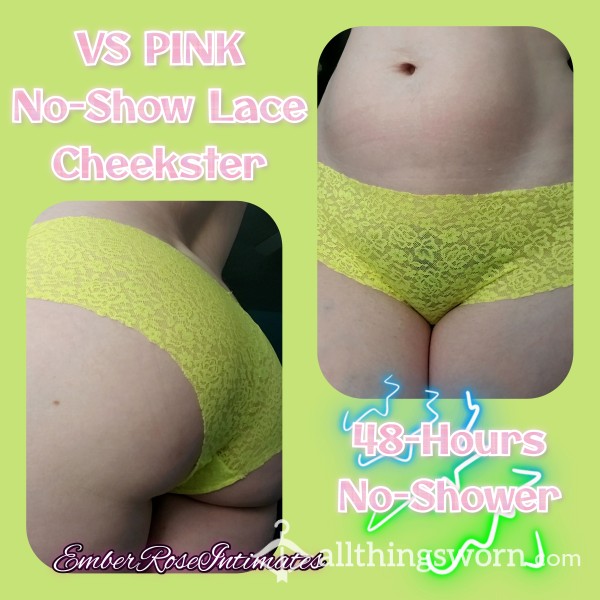 VS PINK Florescent Green No-Show Lace Cheekster
