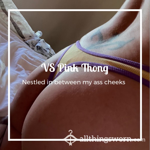 VS Pink: Yellow & Purple Ribbed Cotton Thong 💜 💛