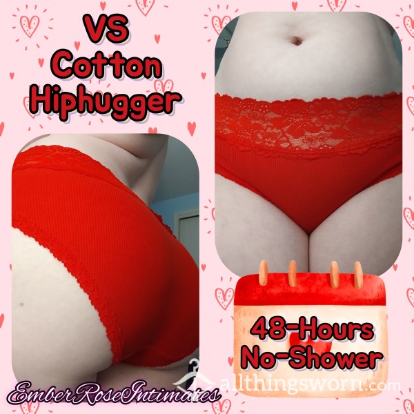 VS Red Cotton Hipster W/ Lace Waist
