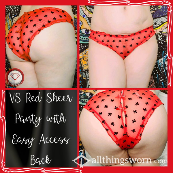 VS Red Sheer Easy Access Back Bikini Panty - Medium
