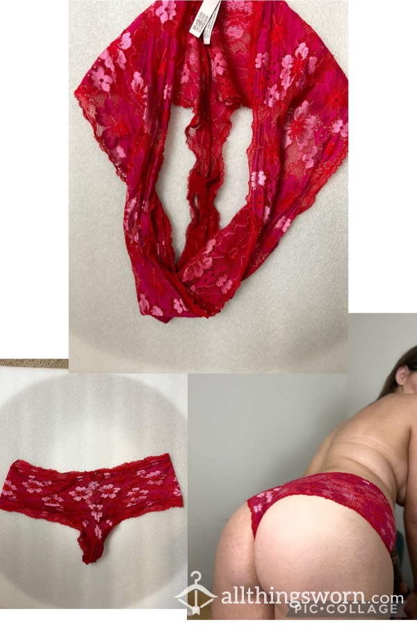 Med VS Super Sexy Red And Pink Lacey Panties Laced With My Sweet Mormon Scent