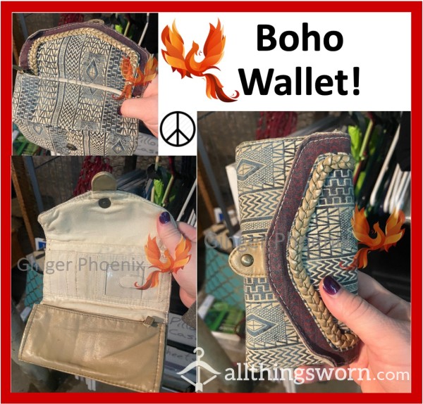 Wallet - Boho Wallet!  Xx  Used 12 Years!  Magnetic Closure With Zippered Pouch And Many Pockets Inside!  Xx  ;)  Shop Like Goddess Ginger Phoenix!  Xx