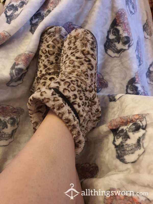 Warm Fluffy Well Loved Slippers