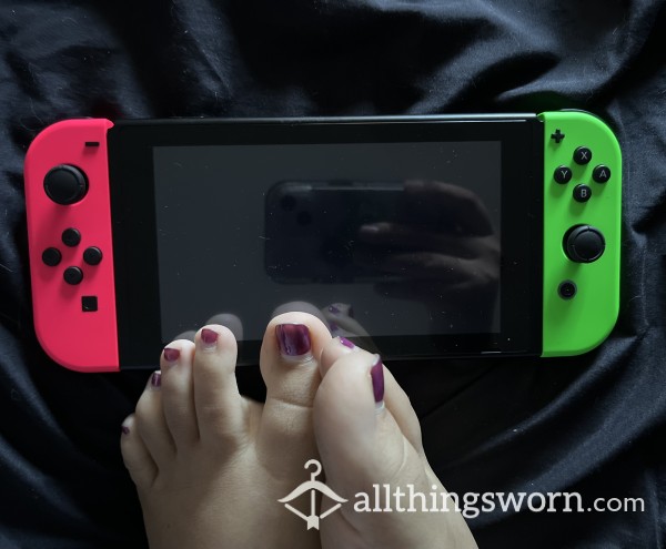 Watch My Bare Feet In PJs, Leggings, Or Lingerie; While I Play On My Switch/ CUSTOM Ignore Video/ Gaming/ Watch Me Game / Size 10 Feet
