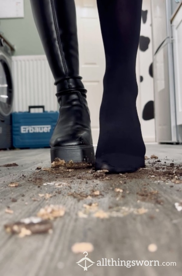 Watch The Power Underneath My Big Boots/bare Feet In This Gooey And Crunchy Crushing Video 👸🏼