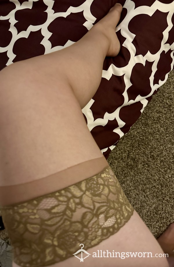 WEARING RIGHT NOW!! Nude Thigh High Stockings