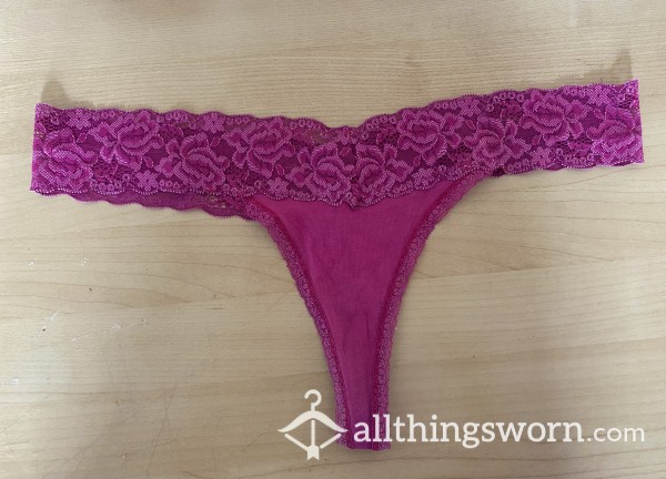 Old Pink Lacy Thong