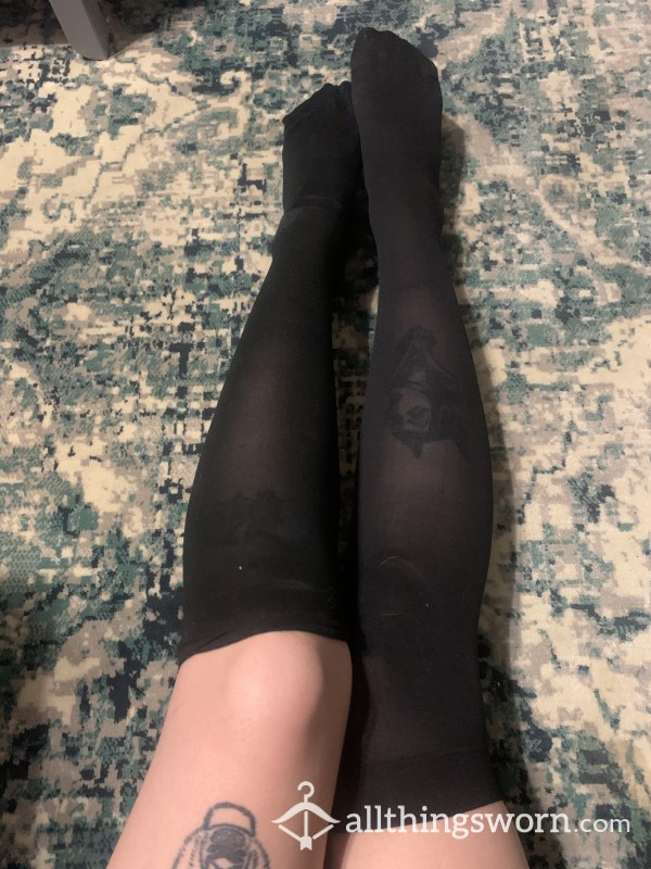 Well Loved Black Stockings Worn While Working