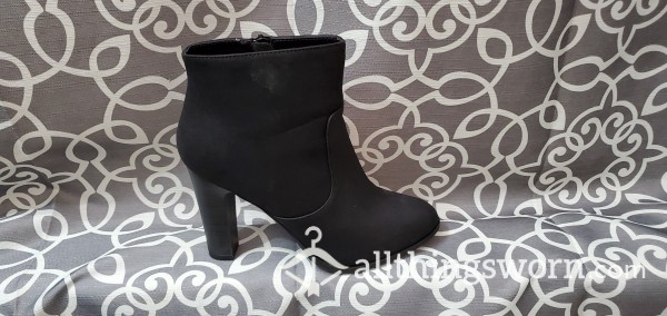 Well Loved Black Suede Booties - Size 9