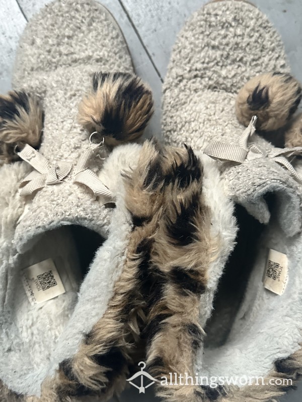 Well Loved Fuzzy Cheetah Slippers