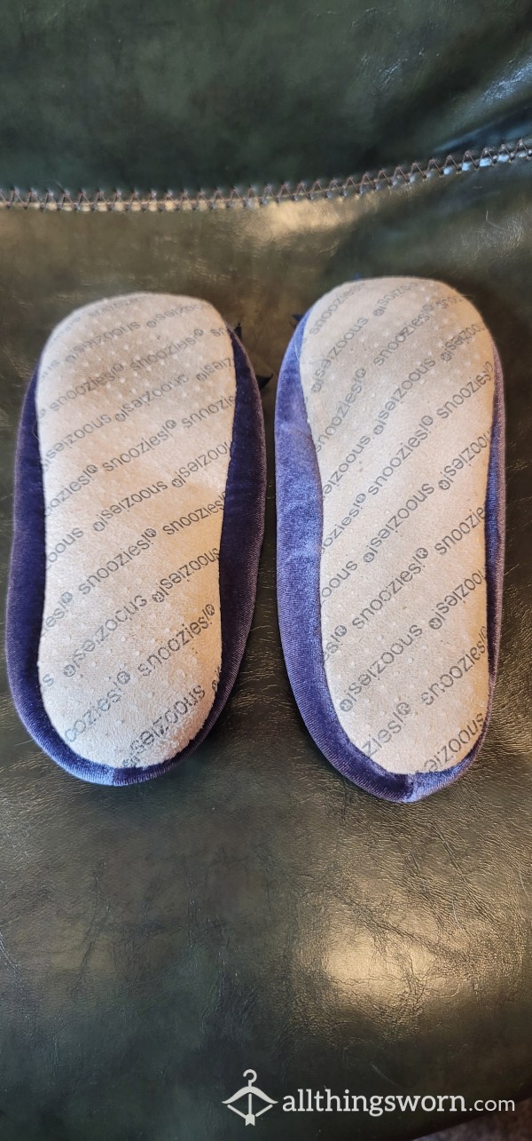 Buy Well Loved Purple Velvet Snoozie Slippers With Bow