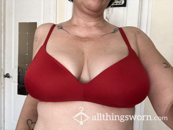 Well Loved Red 36DD Bra, Scent Of Milf Included