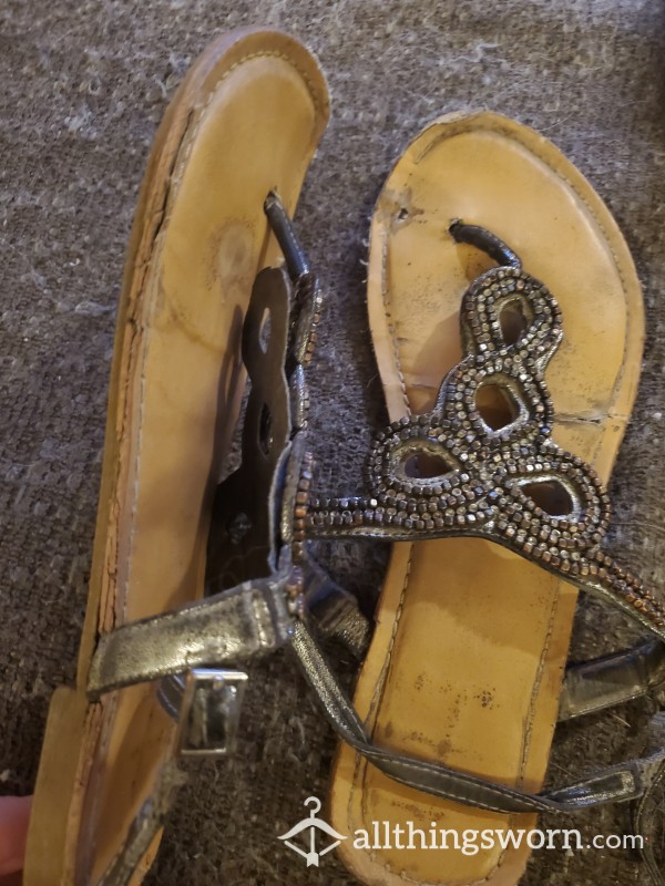 Well Loved Sandals, Falling Apart And Holey.