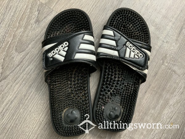 *ON SALE* Well Used Adidas Slides (worn For Years Of Volleyball Practice)