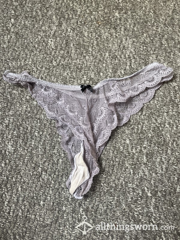 Well Worn And Stained Lacy Thong