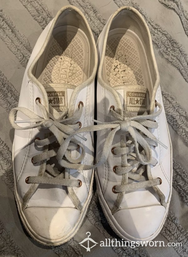Well Worn And Used Cabin Crew White Converse Pumps Size 6