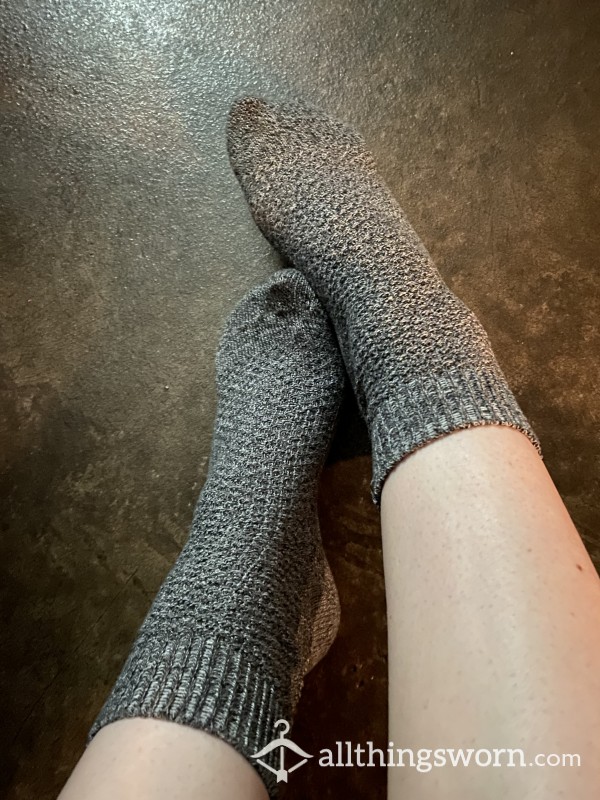 Well Worn And Well Loved Grey Socks