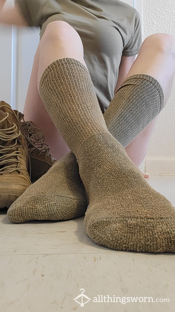 Well Worn Army Girl's Socks, Military Green Tall Socks