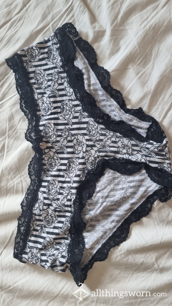 Well Worn Black And White Patterned Cheeky Panties