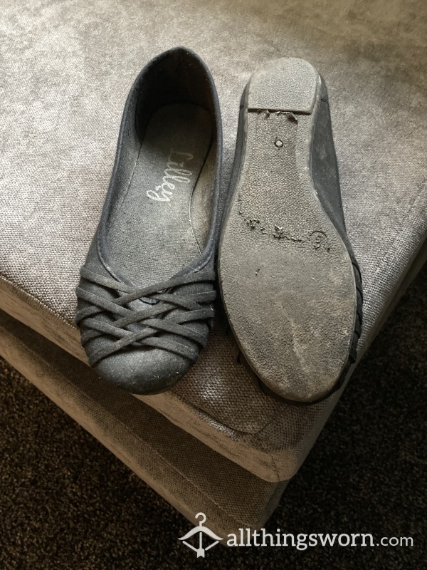 Well Worn Black Flat Shoes Worn On A 10 Hr Shift Daily