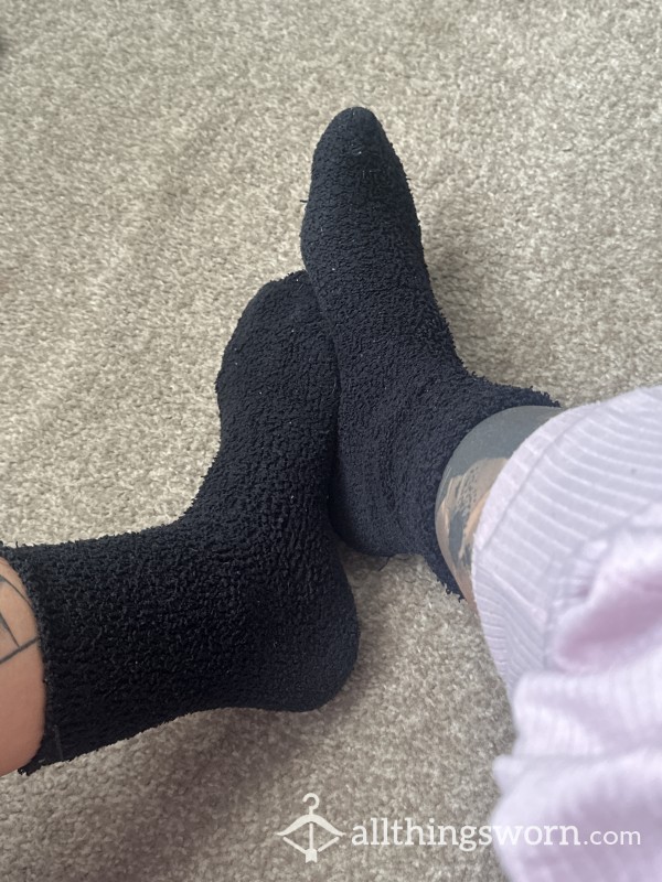Well-Worn Black Fluffy Socks