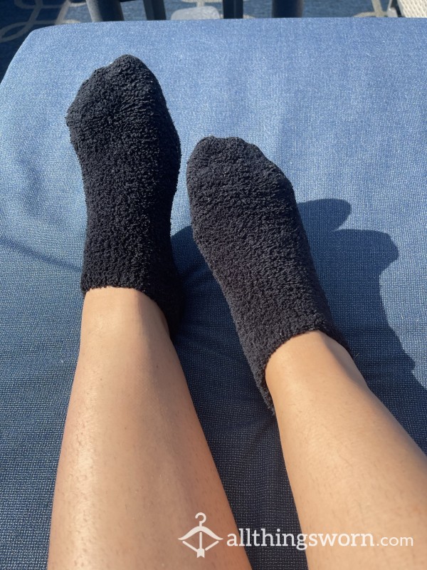 Well Worn Black Fuzzy Socks - 3 Days
