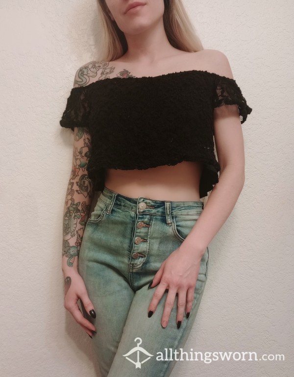 Well Worn Black Lace Crop Top