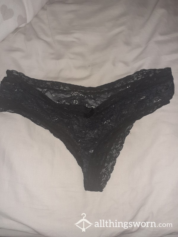 Well Worn Black Lace Knickers