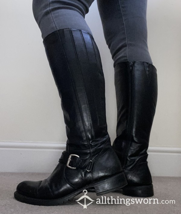 Well Worn Black Leather Boots