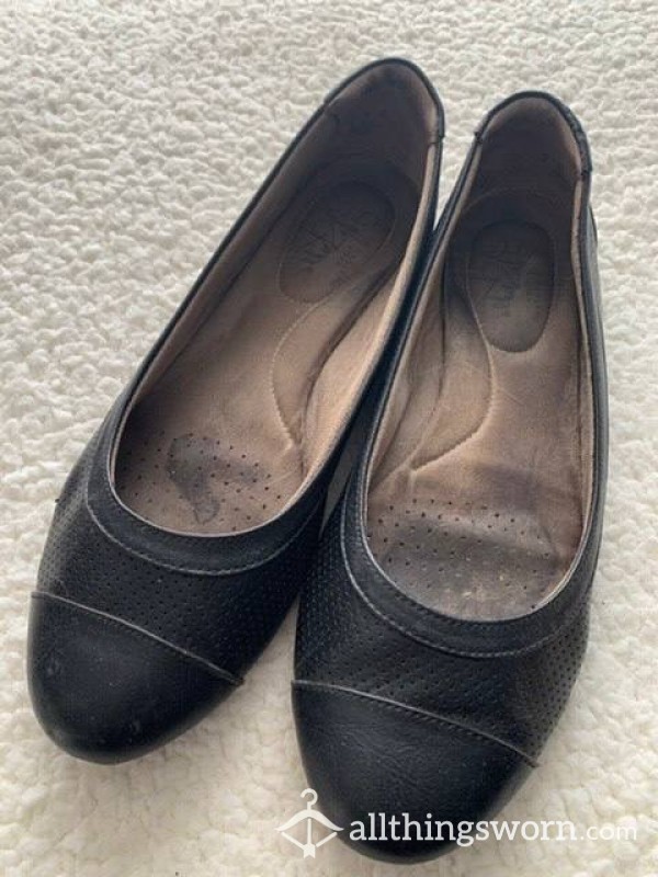 Well Worn Black Leather Flats