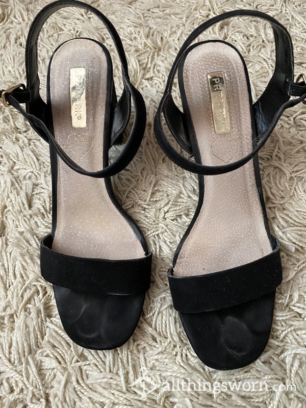 Buy Well Worn UK Size 8 Black Straps High Heels With T
