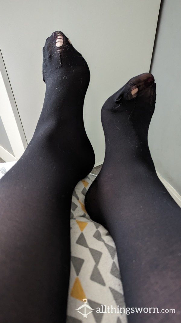 Well Worn Black Work Tights (with Holes)