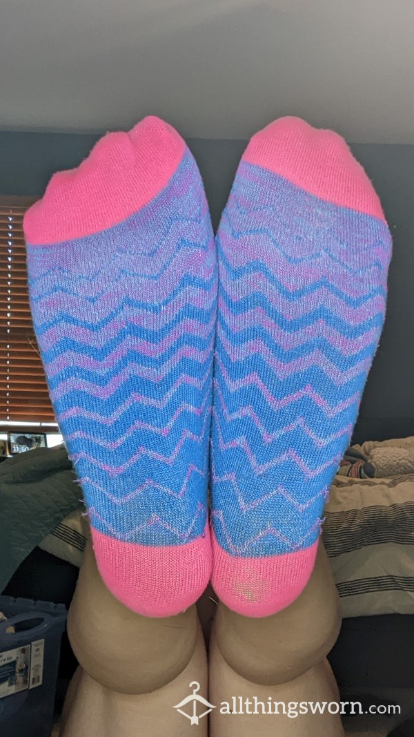 Well Worn Blue And Pink Ankle Socks