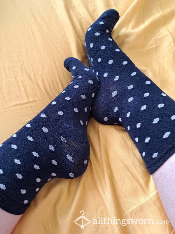 Well-worn Blue And White Cotton Socks