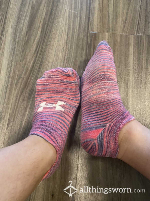 Well-worn Bright Pink/grey Tiny Ankle Socks