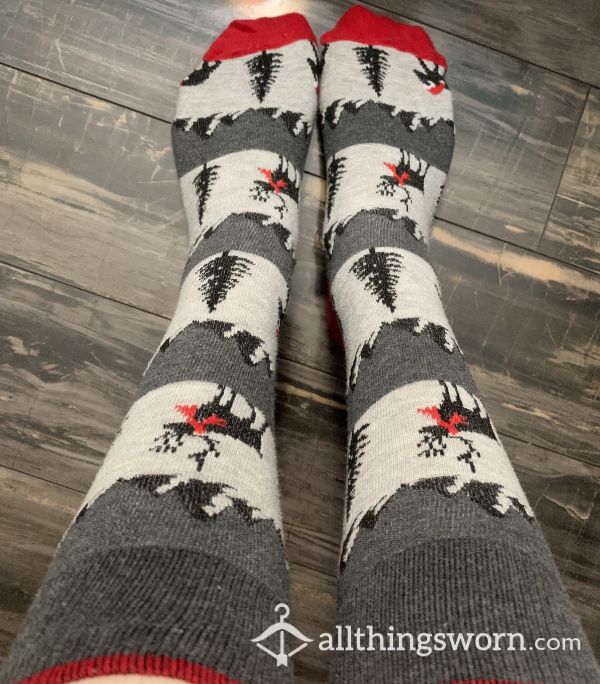 Well-Worn Christmas Socks With Hole