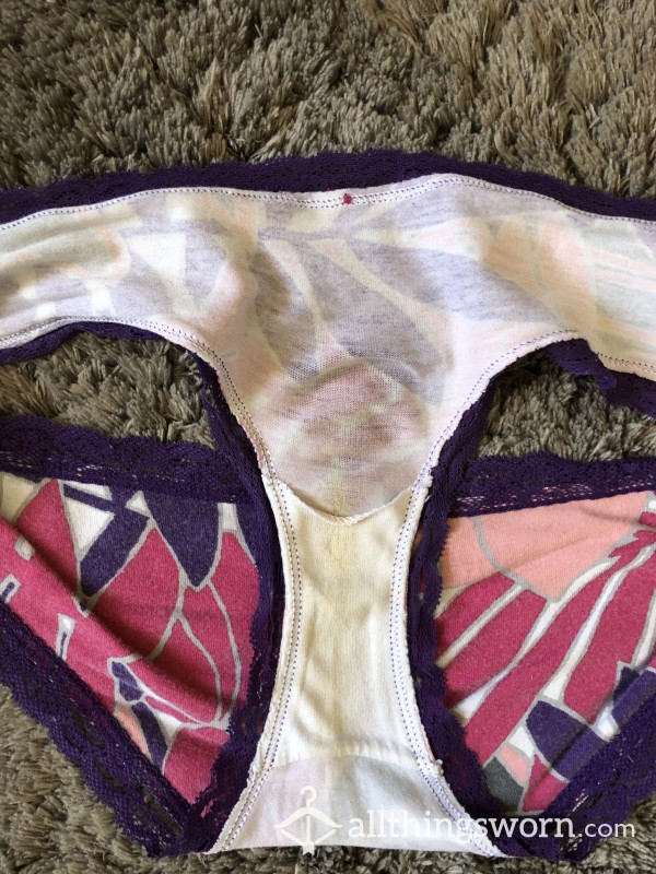 Well Worn Colorful Cheekie Panties From Cute College Girl