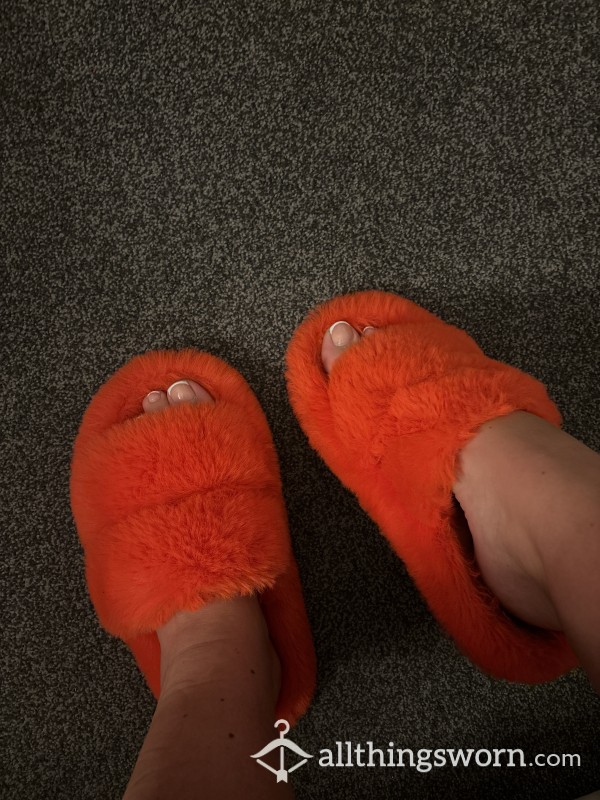 Well Worn Dirty Orange Slippers