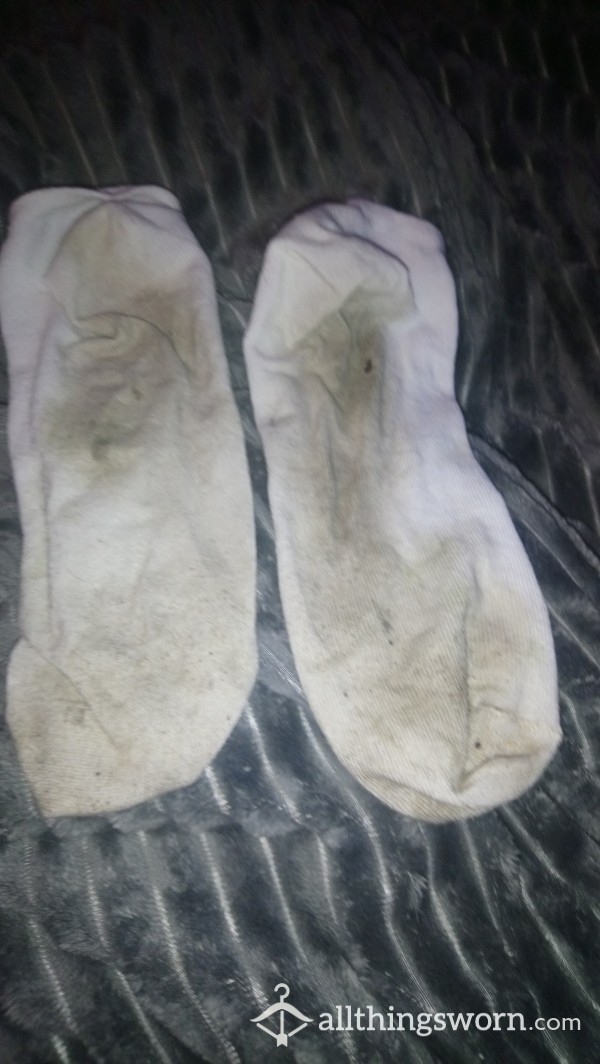 Well Worn Dirty Stinky White Gym Trainer Socks