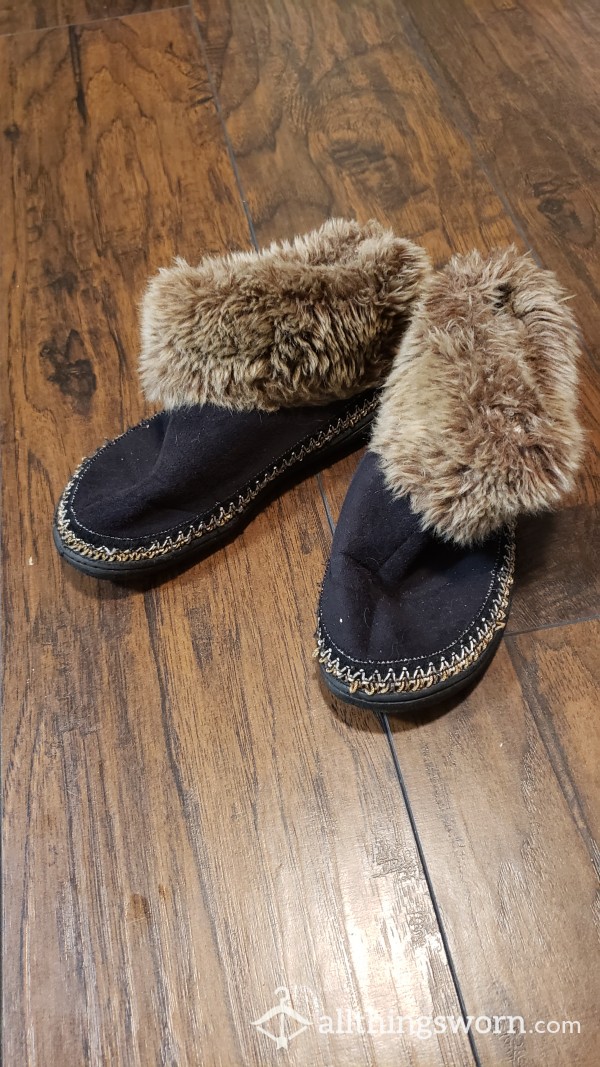 Well Worn Fluffy Ankle Slipper Boots