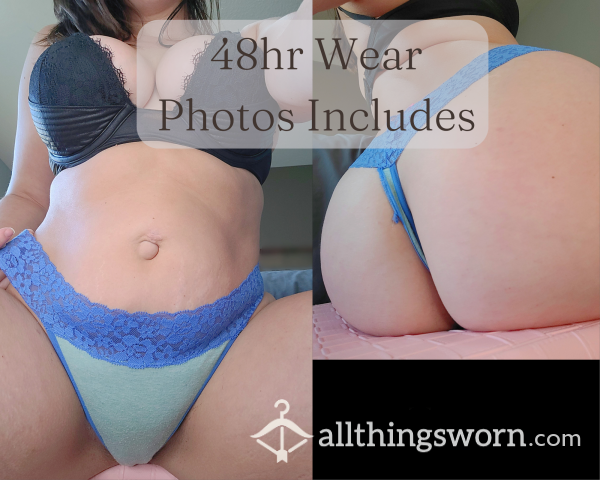 Old, Worn, Stained & Fraying Blue Thong 💙 Worn 48hr Upon Purchase Or However You'd Like 😈