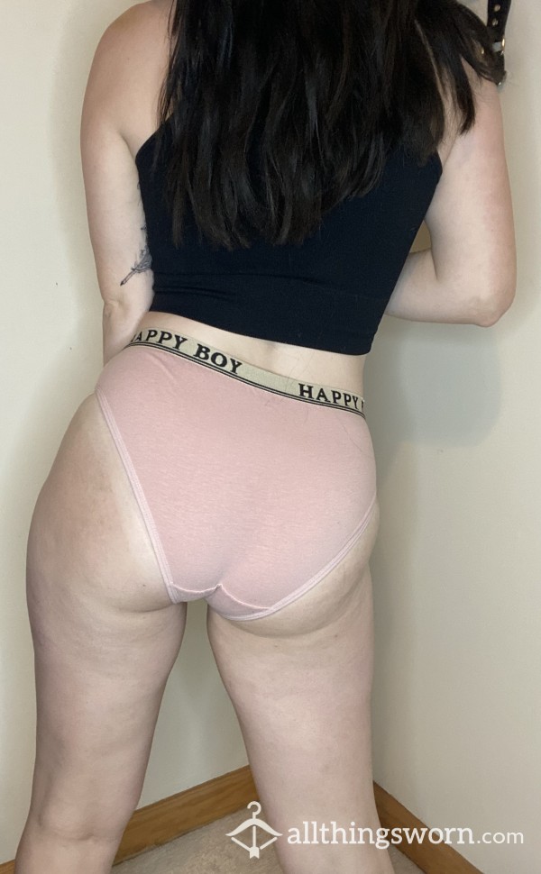 🩰M Well-Worn Baby Pink Cotton Panties W/ Stained Gusset