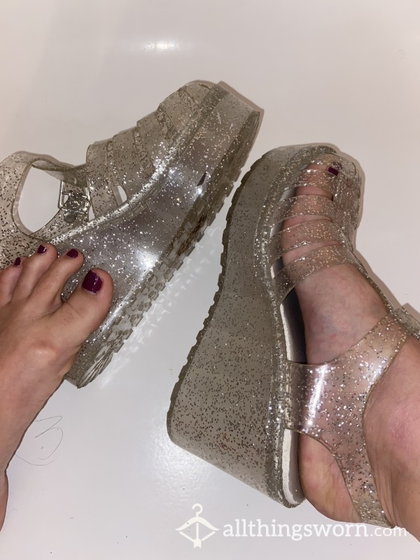 Well-Worn Glitter Jelly Heels (My Favorite Shoes)