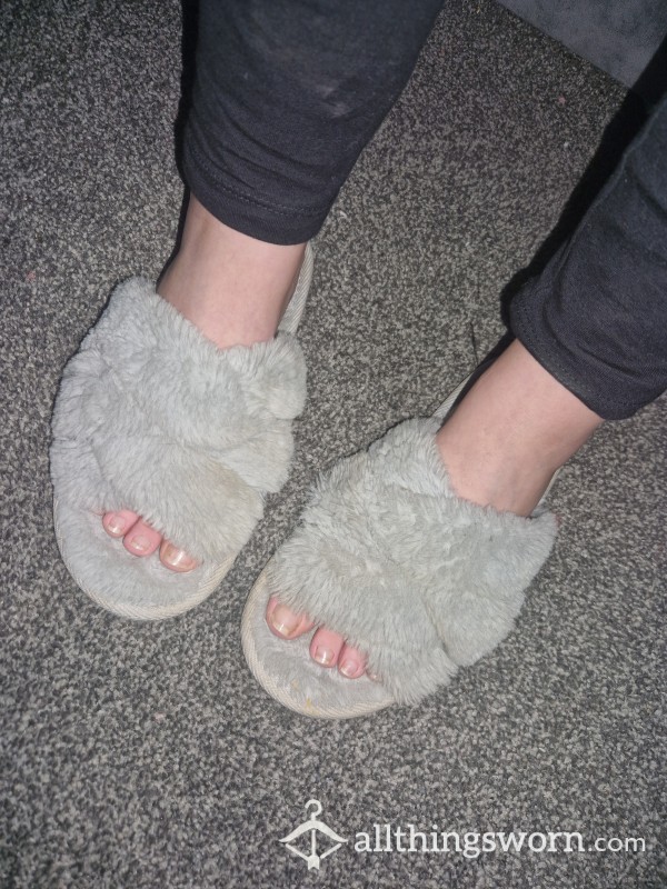 Well Worn Grey Slippers