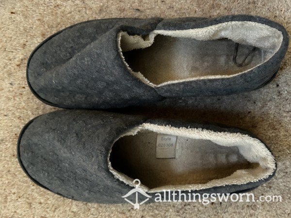 Very Well-worn Grey Slippers
