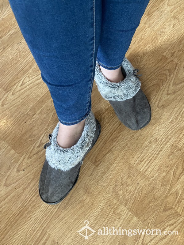 Well Worn Grey Slippers Size 7